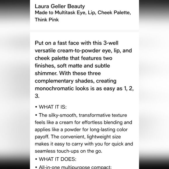 Laura Geller Made To Multi-Task Eye, Lip, & Cheek Palette Rosy & Bright - Picture 4 of 5